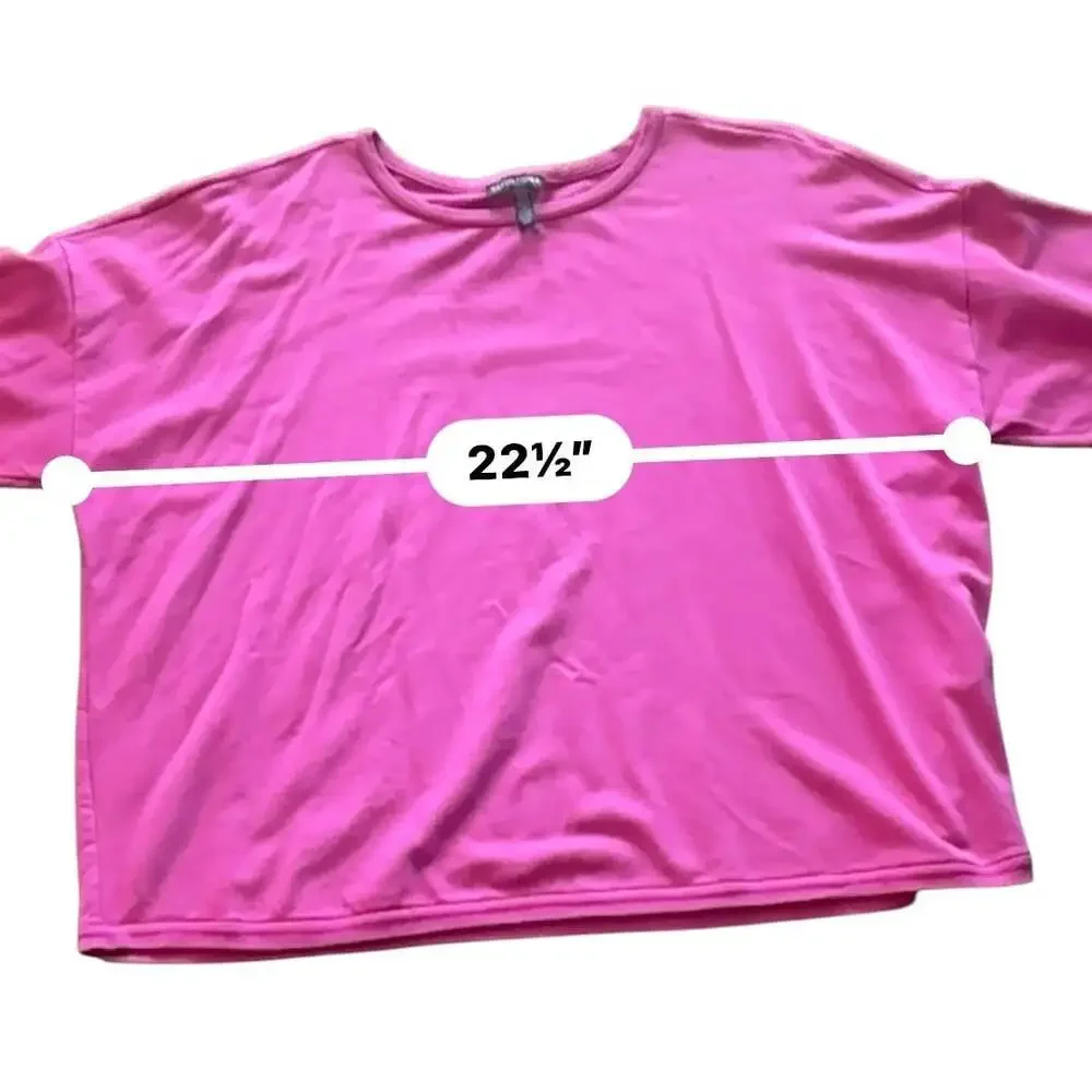Eileen Fisher Magenta Boxy Pullover Top Large TENCEL Lyocell Crew Neck